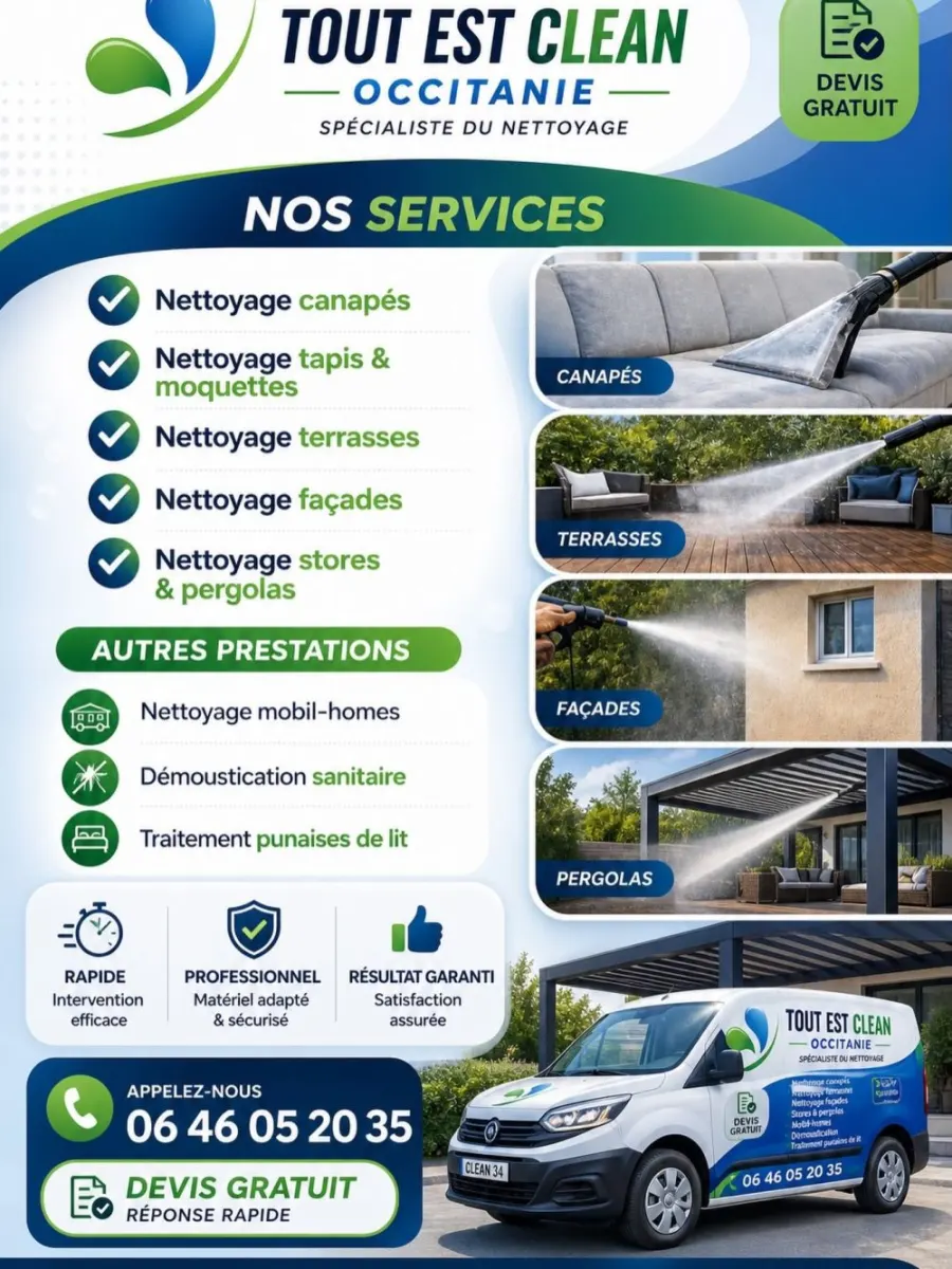 Intervenant de Tout est clean occitanie en plein nettoyage professionnel à Agde