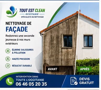 Nettoyage de façade de maison au nettoyeur haute pression dans l